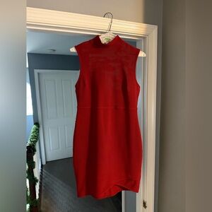 Express Vibrant Red Mini Dress with Turtleneck